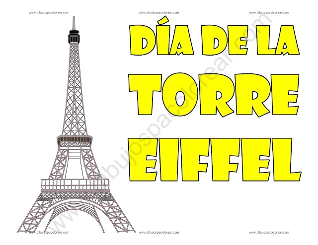 Día de la Torre Eiffel dibujo a color y para colorear